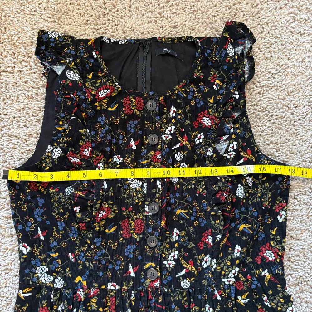 Madewell Corduroy Ruffle-Front Dress in Finch Floral Size 10 - Picture 9 of 14